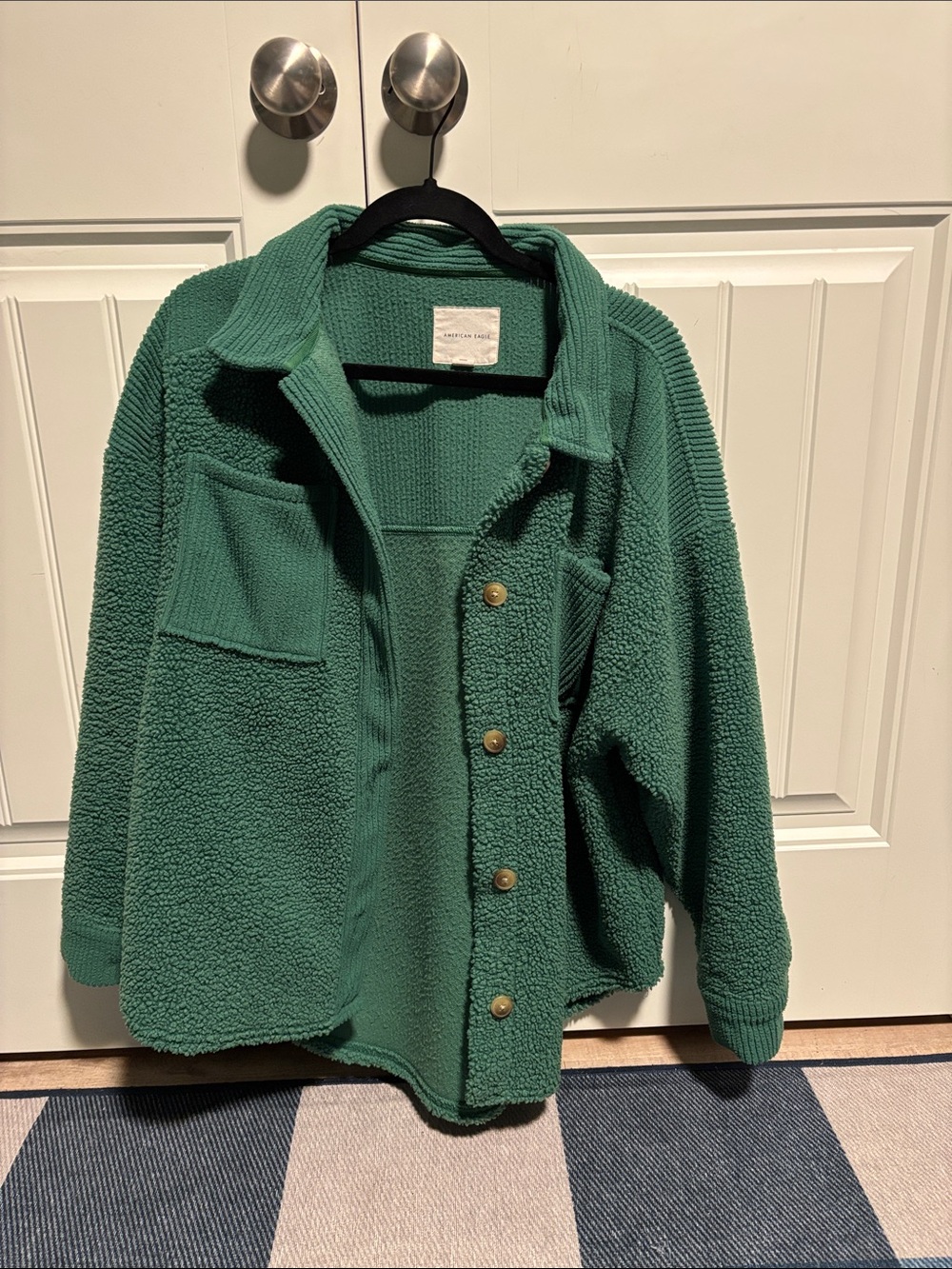 American Eagle Cozy Green Sherpa Jacket